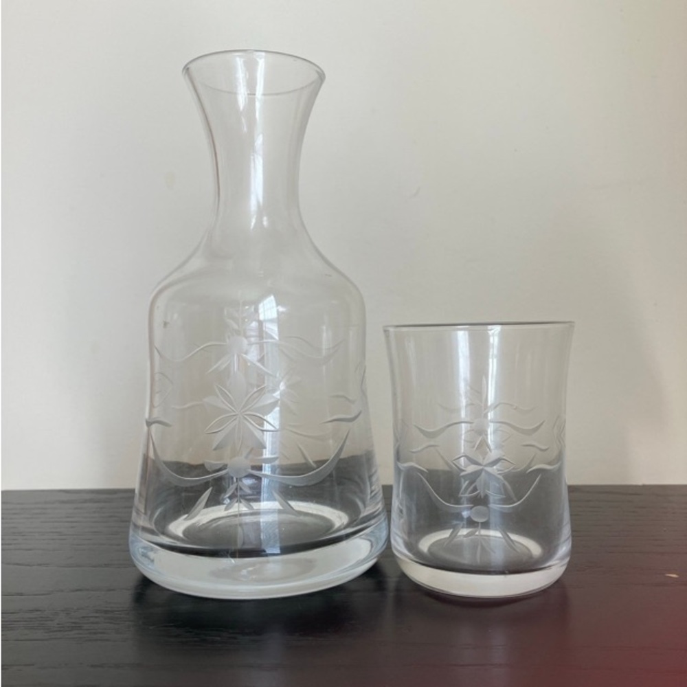 Vintage bedside water carafe & glass